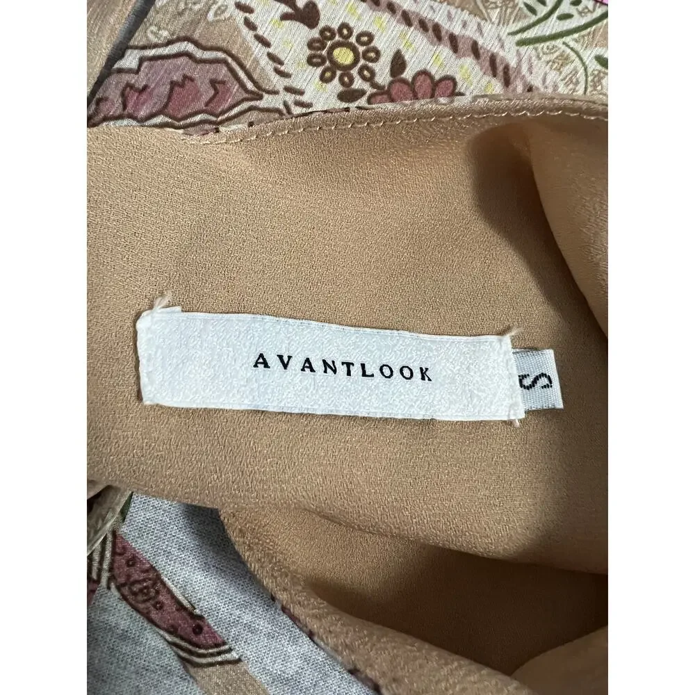Avantlook Keyhole Back Dress Womens Small Beige Pink Fairy Flowy Wimsigoth Sheer